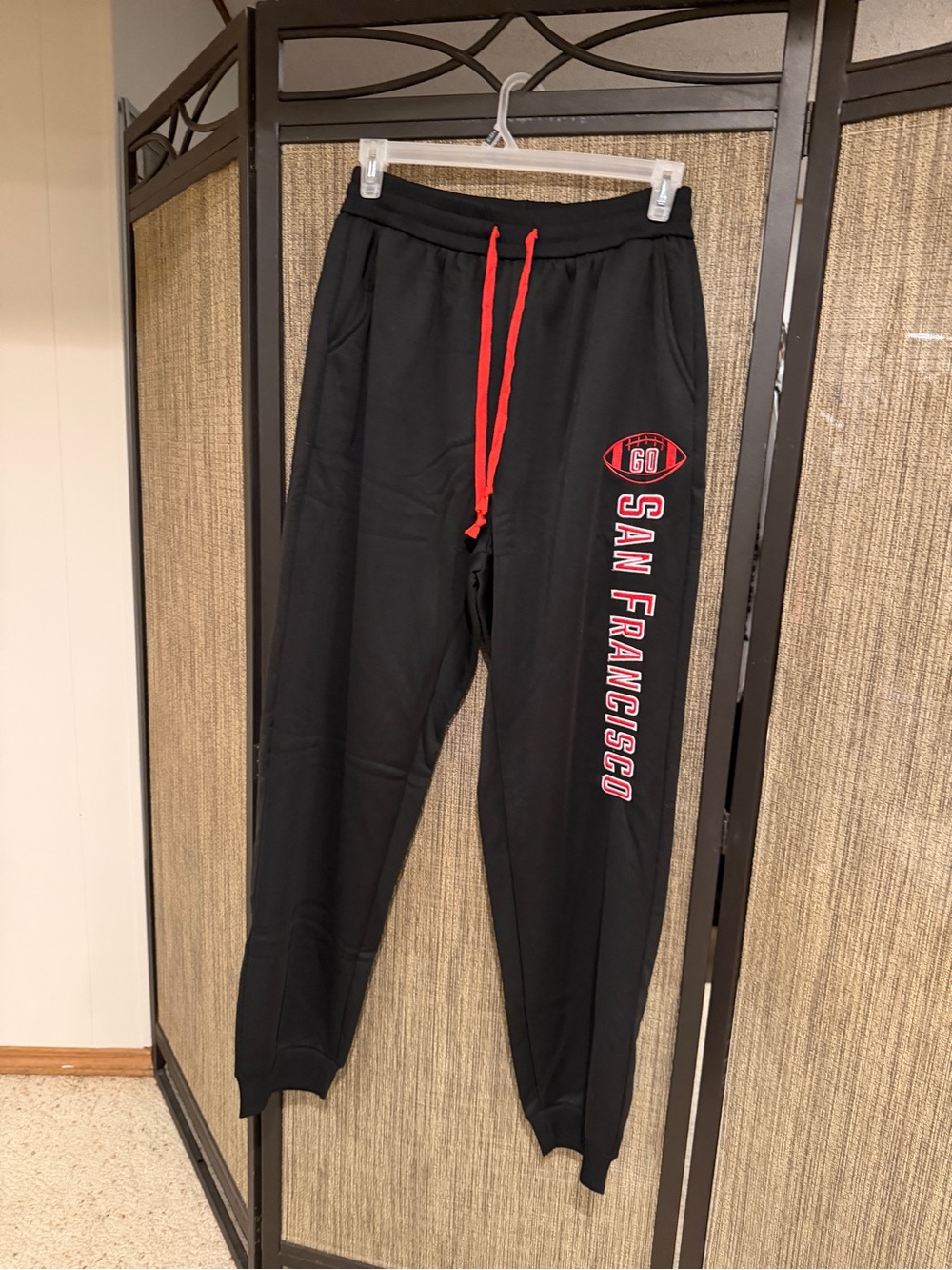San Francisco Men's Size XXL Black Jogger Sweatpants with Red Trim NEW